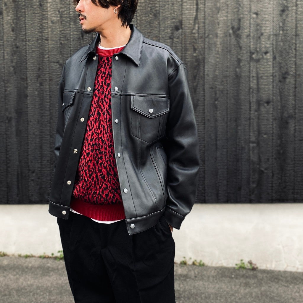 LEOPARD JACQUARD SWEATER ( TYPE-1 ) #RED [26SS-WMK-KN13]