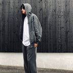 WASHED MIDDLE WEIGHT FULL ZIP HOODED SWEAT SHIRT #GRAY [26FWE-WMC-SS01]