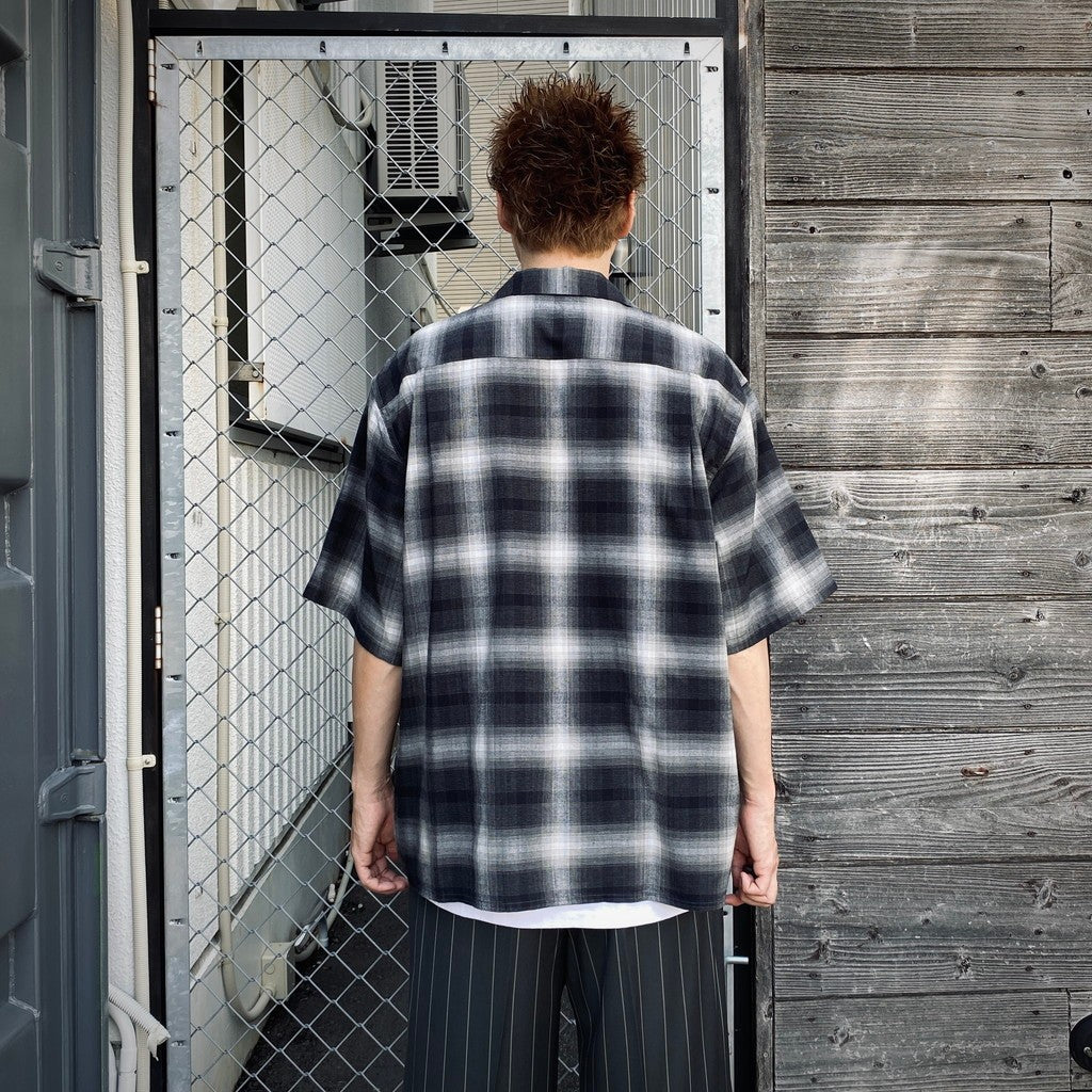 OMBRE CHECK OPEN COLLAR SHIRT S/S (TYPE-2) #GRAY [25SS-WMS-OC03