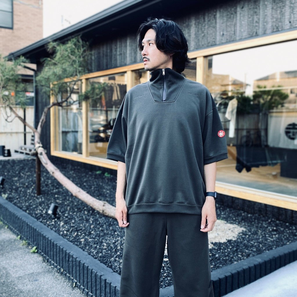 PE JERSEY SHORT SLEEVE HALF ZIP #CHARCOAL [CES29CS21]