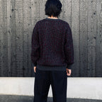 LEOPARD MOHAIR JACQUARD CREW NECK SWEATER #CHARCOAL [26FW-WMK-KN16]