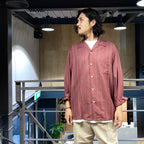 STRIPED OPEN COLLAR SHIRT L/S (TYPE-2) #BURGUNDY [24FW-WMS-OC06]