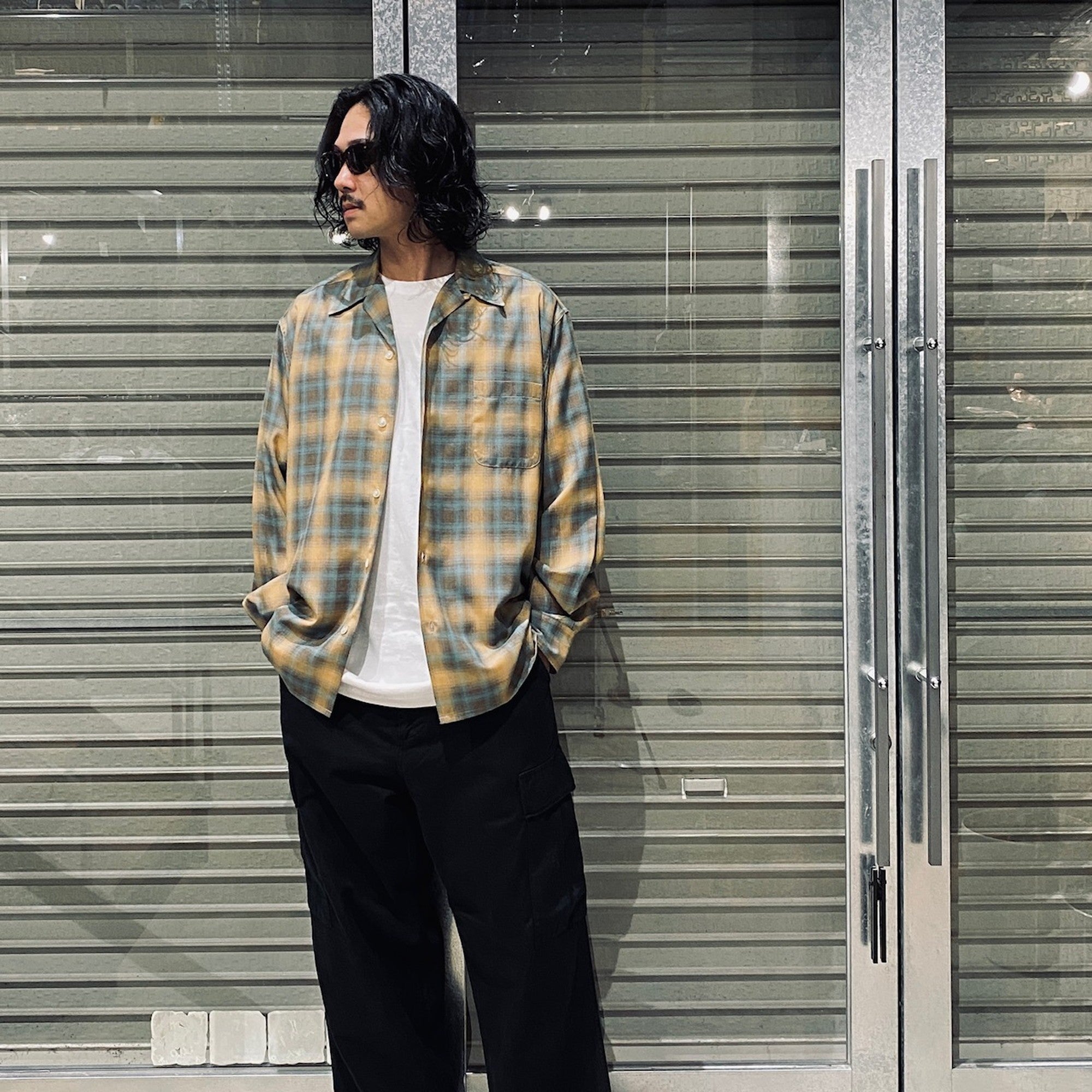 OMBRE CHECK OPEN COLLAR SHIRT L/S ( TYPE-2 ) #BROWN [24FW-WMS-OC02]