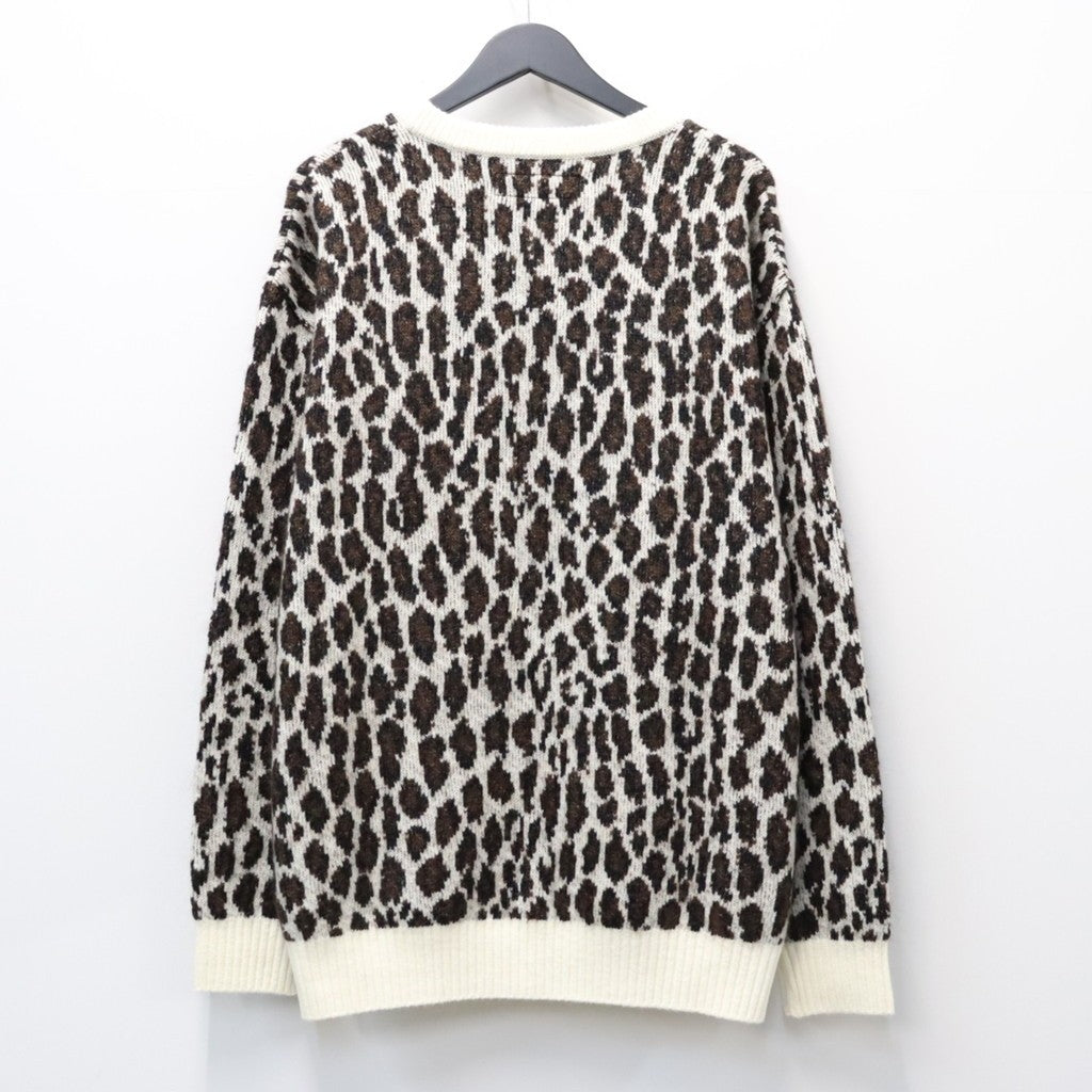 LEOPARD MOHAIR JACQUARD CREW NECK SWEATER #WHITE [26FW-WMK-KN16]