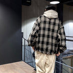 PLAID FLANNEL SWING TOP #BLACK [FW23-JK10]