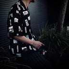 葛飾北斎 | S/S HAWAIIAN SHIRT #BLACK [HOKUSAI-WM-HI01]