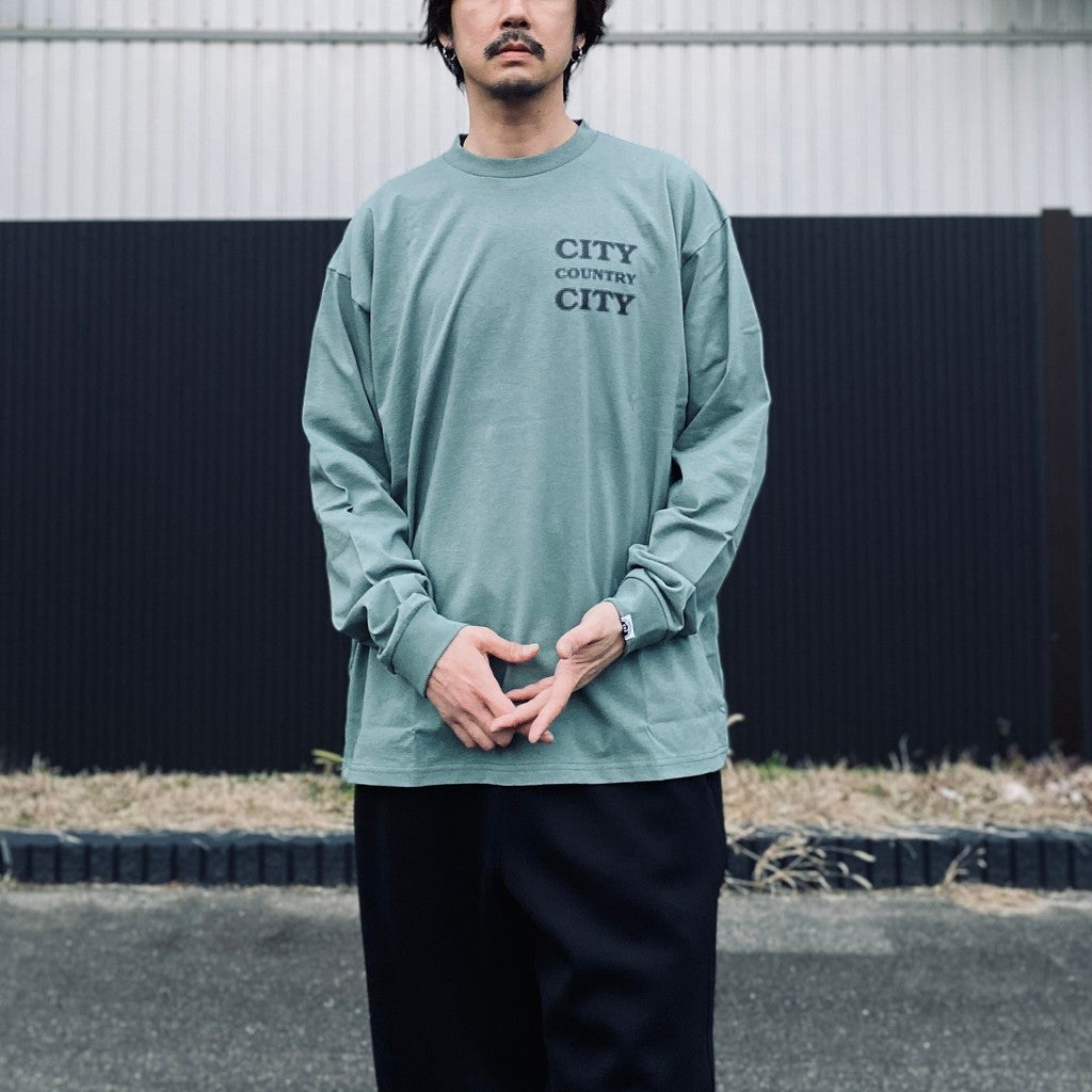 COTTON L/S T-SHIRT_CITY COUNTRY CITY #GREEN [CCC-261T002]