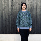 LEOPARD MOHAIR JACQUARD CREW NECK SWEATER #BLUE [26FW-WMK-KN16]