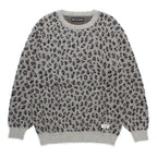 豹紋馬海毛圓領毛衣 #灰色 [24FW-WMK-KN11]