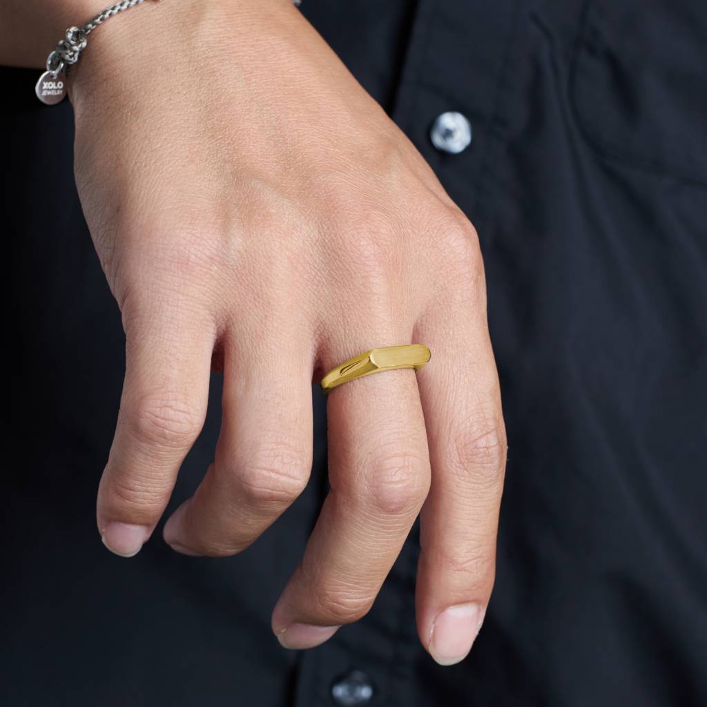 Signet Ring with Hair Line -Thin- -Gold- #GOLD [XOR120G]