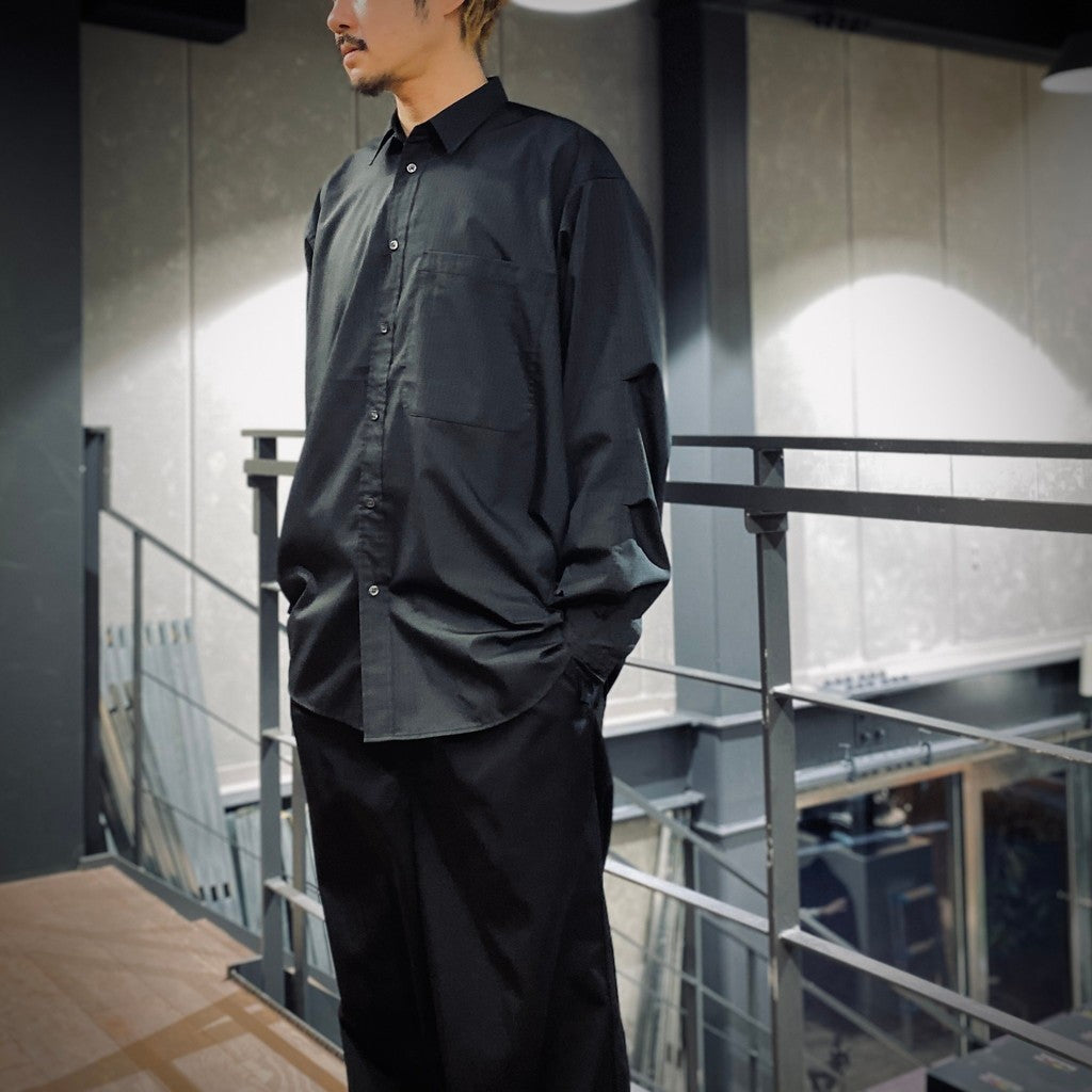 TECH REGULAR STRIPE SHIRT L/S #BLACK [BE-81025]