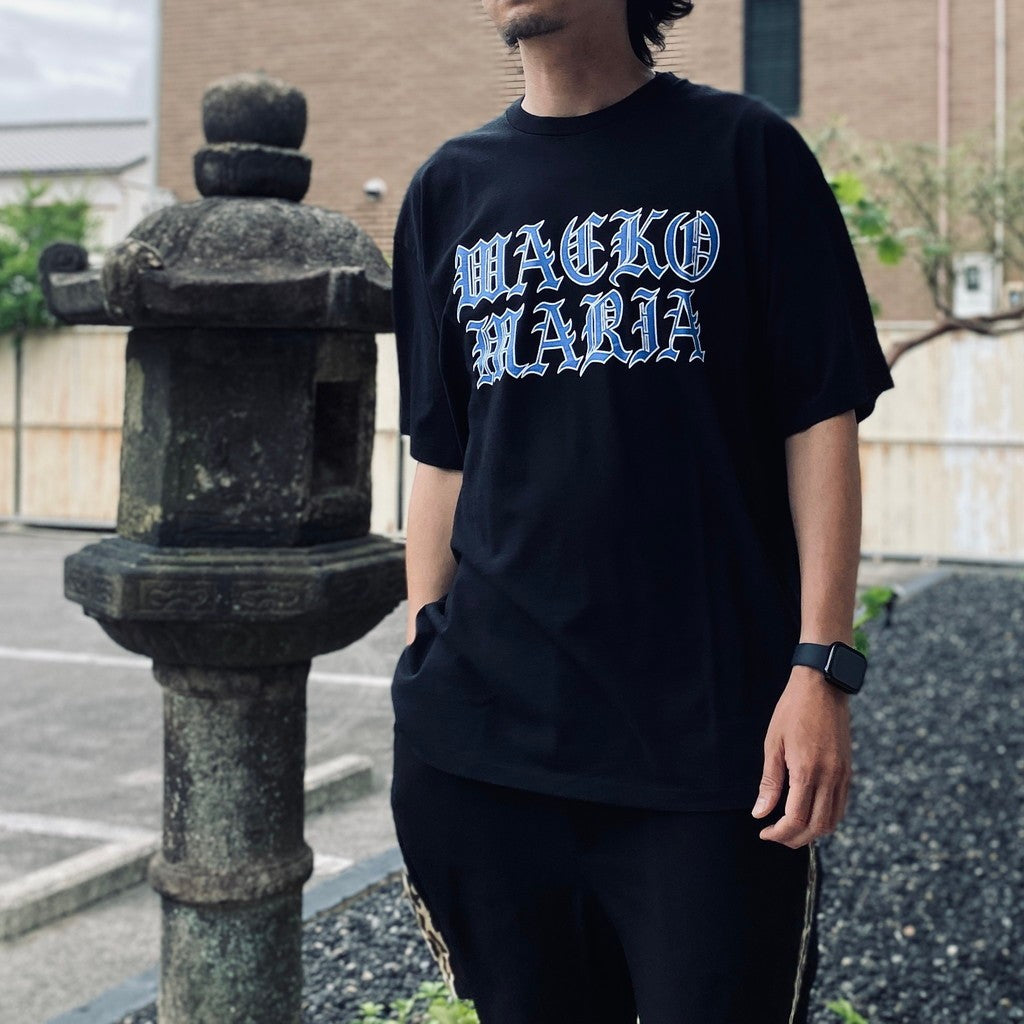 WASHED HEAVY WEIGHT CREW NECK T-SHIRT ( TYPE-12 ) #BLACK-BLUE [26SS-WMT-WT13]