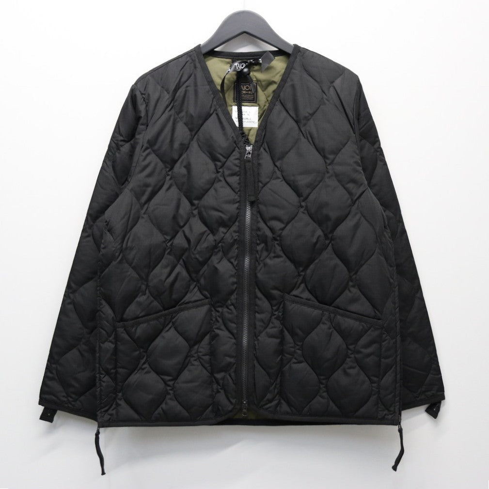MILITARY W-ZIP V NECK DOWN JKT #BLACK [TAION-101ZML-1]