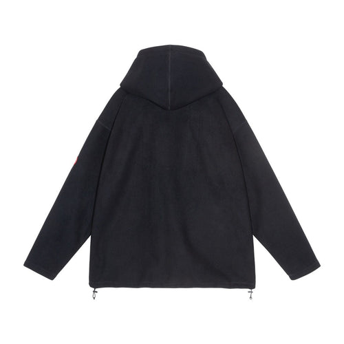 ATTACHED HOOD FLEECE ZIP UP #BLACK [CES29CS18]