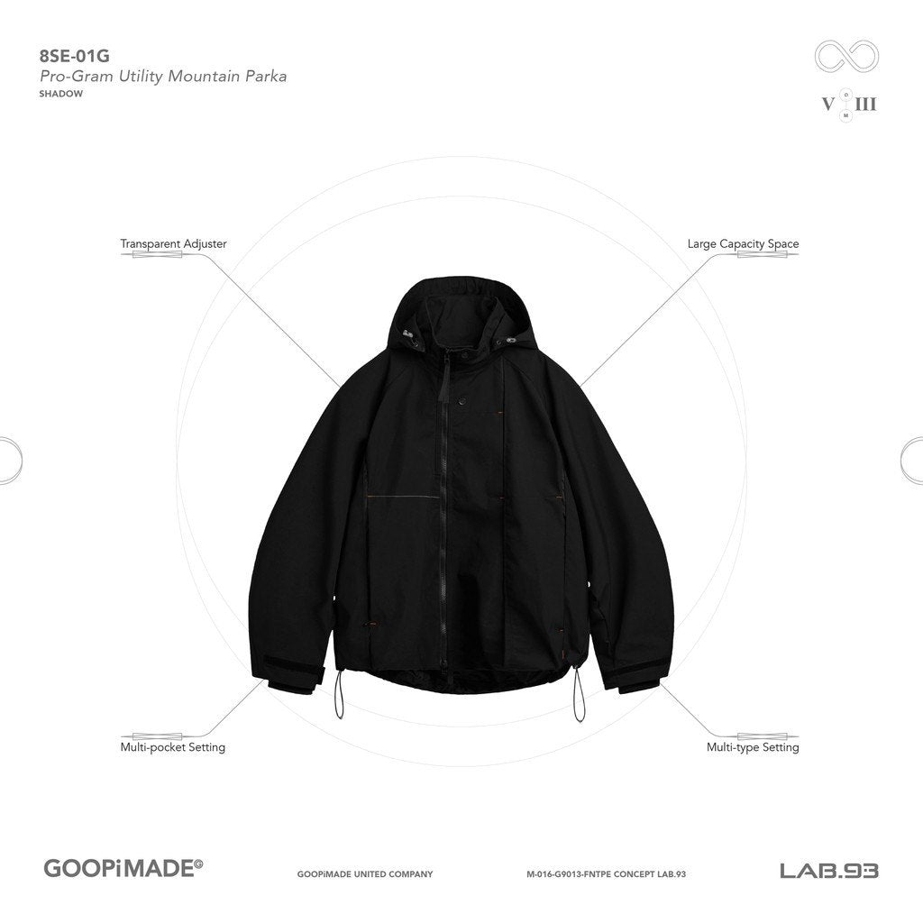 "8SE-01G" 專業實用登山派克大衣 #SHADOW [GOOPI-24AW-DEC-02]