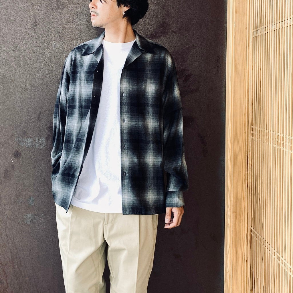 OMBRE CHECK OPEN COLLAR SHIRT L/S ( TYPE-1 ) #GRAY [26FWE-WMS-OC01]