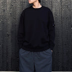COTTON DIAGONAL FLEECE CREWNECK LENS SWEATSHIRT #BLACK 999 [20CMSS036A-110044G]