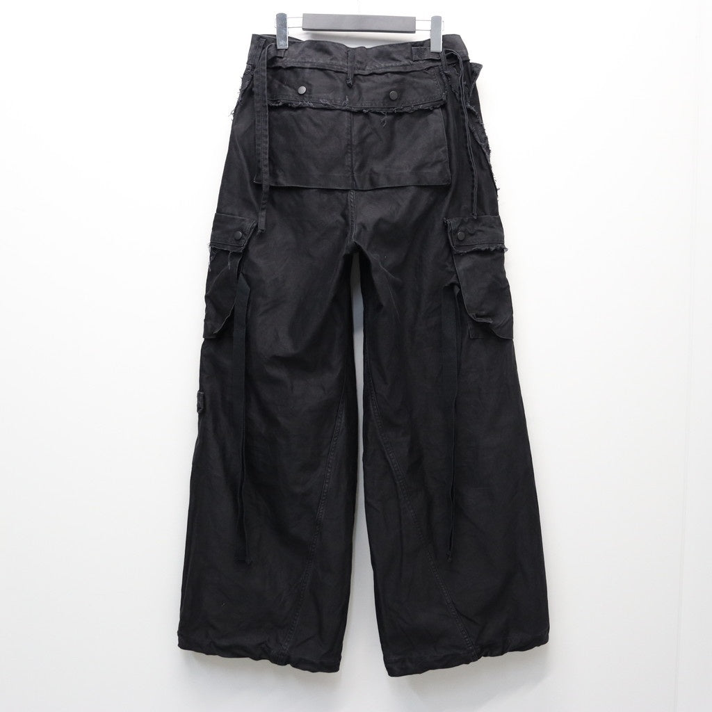 Slash Seam Twist Cargo Pants (PIGMENT DYED MOLESKIN) #BLACK [M-P2-PT13]