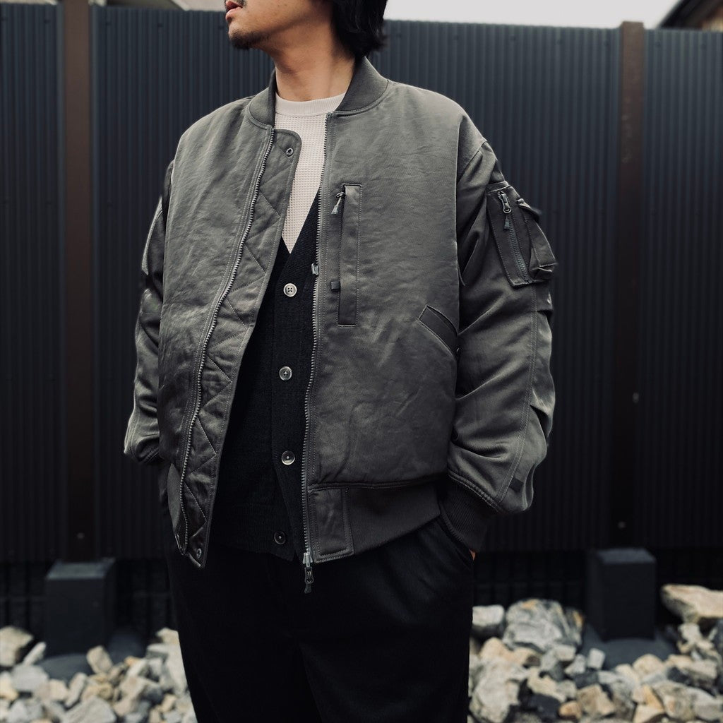 TECH REVERSIBLE MA-1 DOWN JACKET #CHARCOAL x OLIVE [BW-40026W]