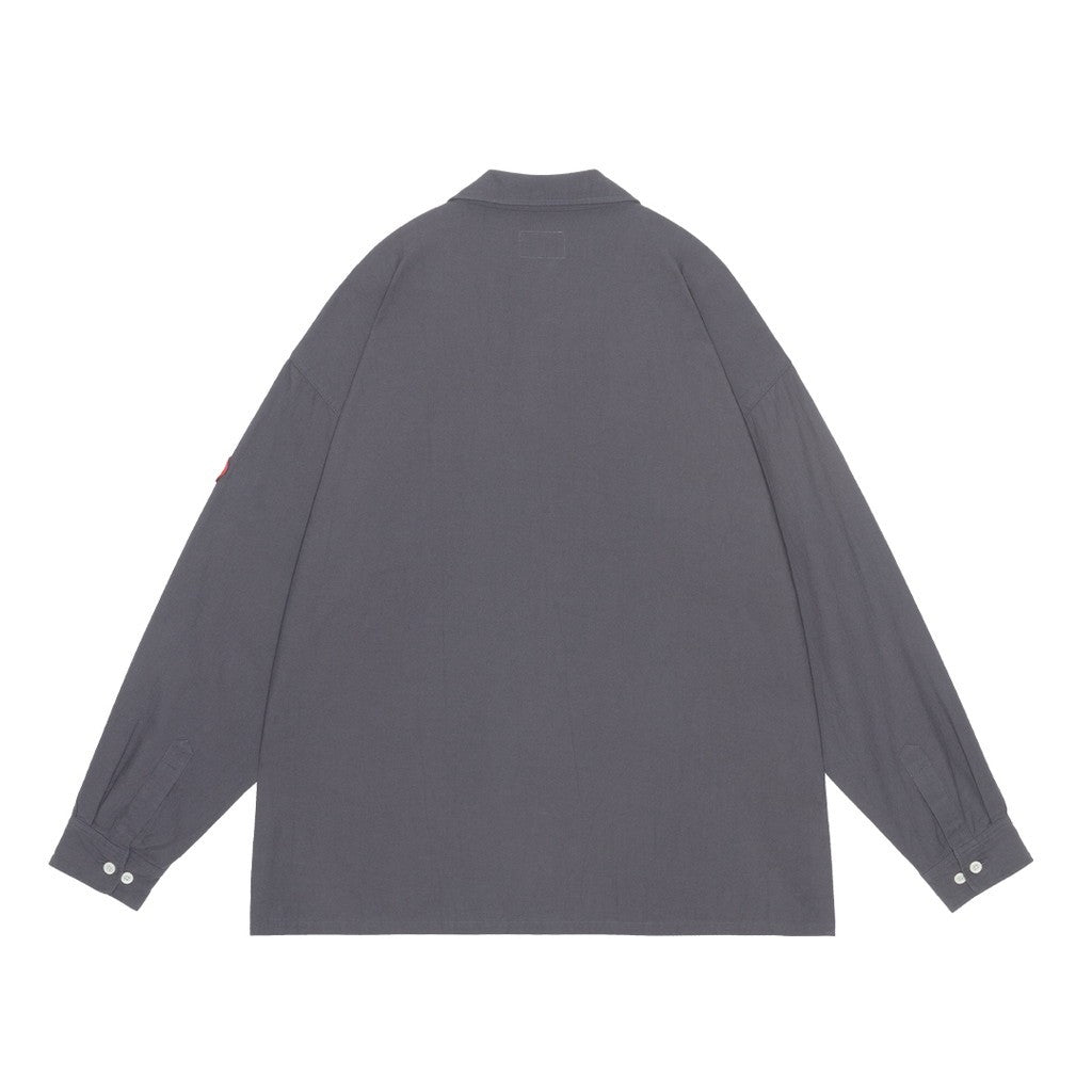 COLOURED COTTON TWILL OPEN SHIRT #CHARCOAL [CES29SH04]