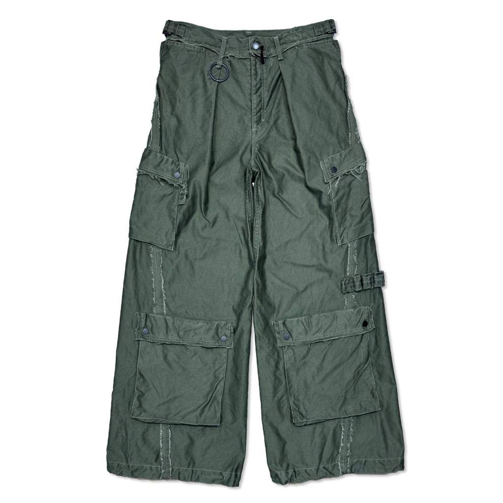Slash Seam Twist Cargo Pants (PIGMENT DYED MOLESKIN) #OLIVE [M-P2-PT13]