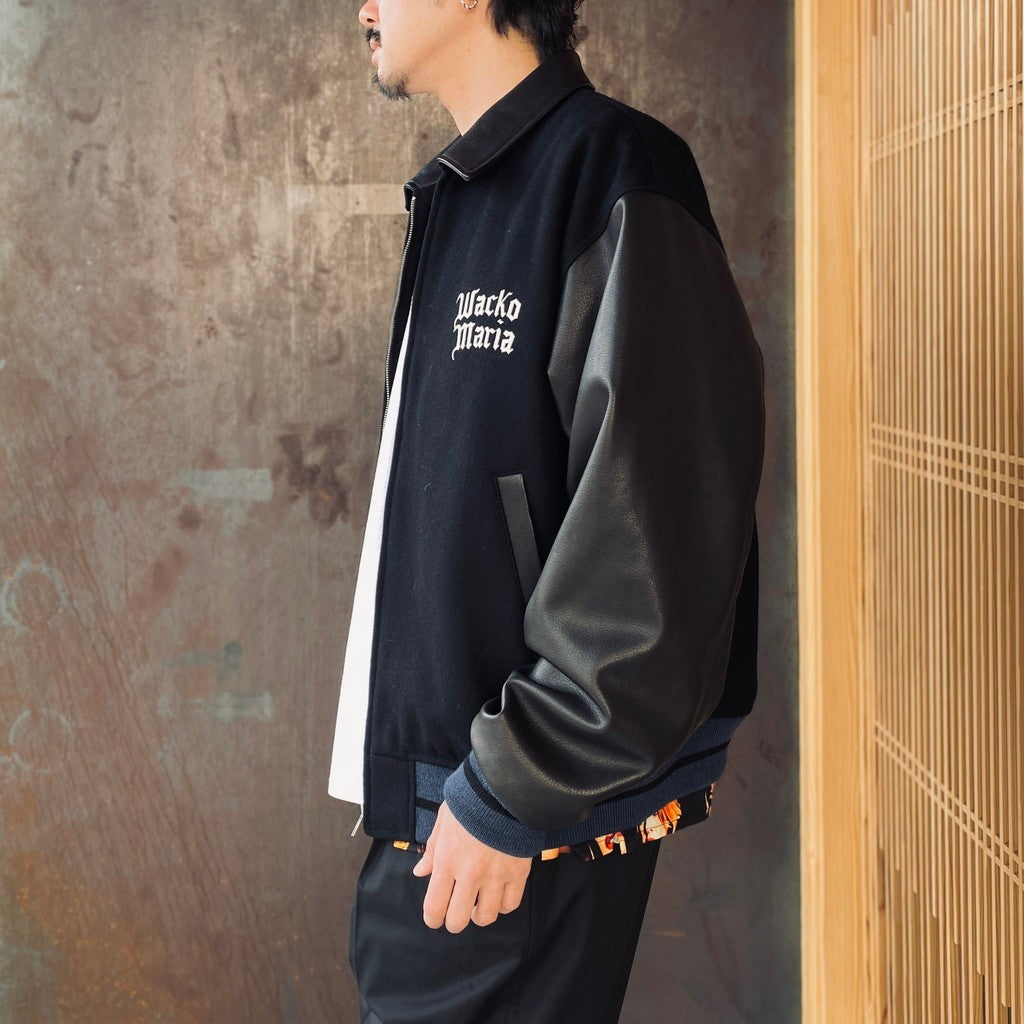 LEATHER VARSITY JACKET ( TYPE-1 ) #BLACK [26SS-WMO-BL05]