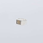 Signet Ring with Gray & Gold Flower #SILVER [XOR125]