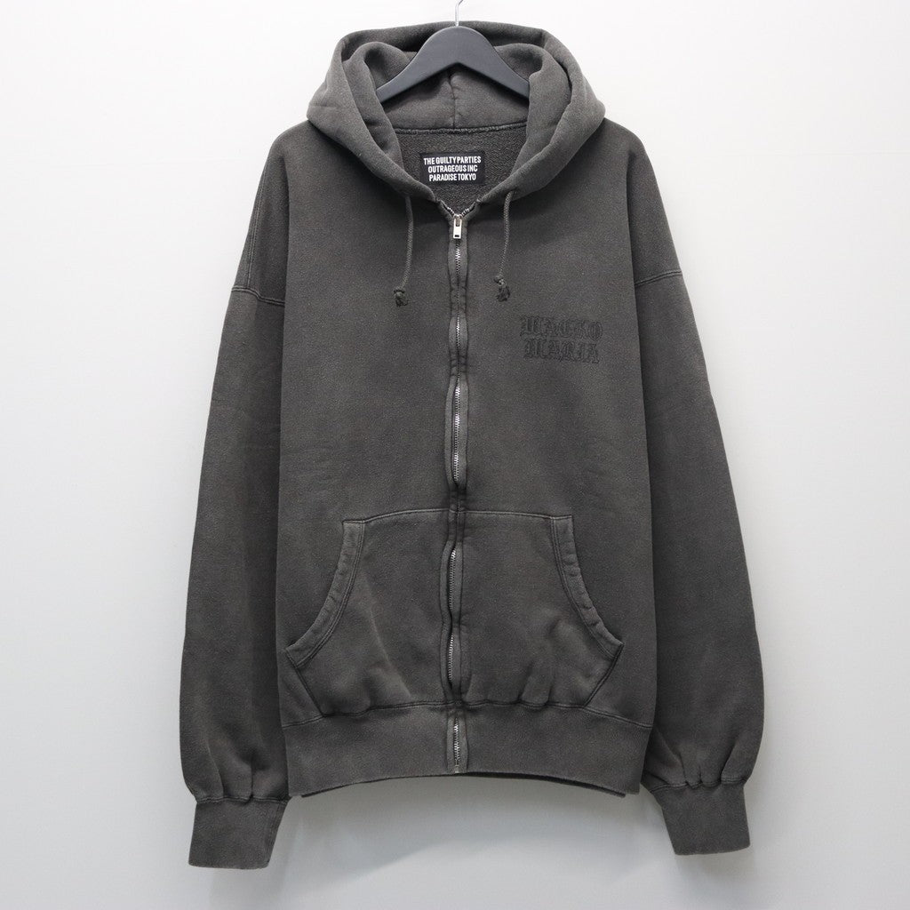 WASHED MIDDLE WEIGHT FULL ZIP HOODED SWEAT SHIRT #GRAY [26SS-WMC-SS04]
