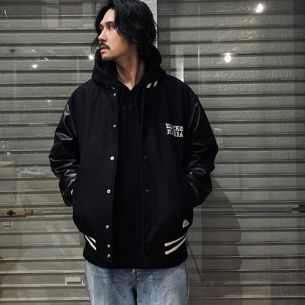 LEATHER VARSITY JACKET -B- -TYPE 2- #BLACK [24SS-WMO-BL10]