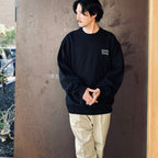 WASHED MIDDLE WEIGHT CREW NECK SWEAT SHIRT ( TYPE-3 ) #BLACK/GREEN [26FWE-WMC-SS05]