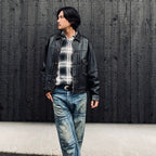 REMADE RAYON PLAID SHIRT AGED #D.GREEN×WHITE [BW261-RRPS]