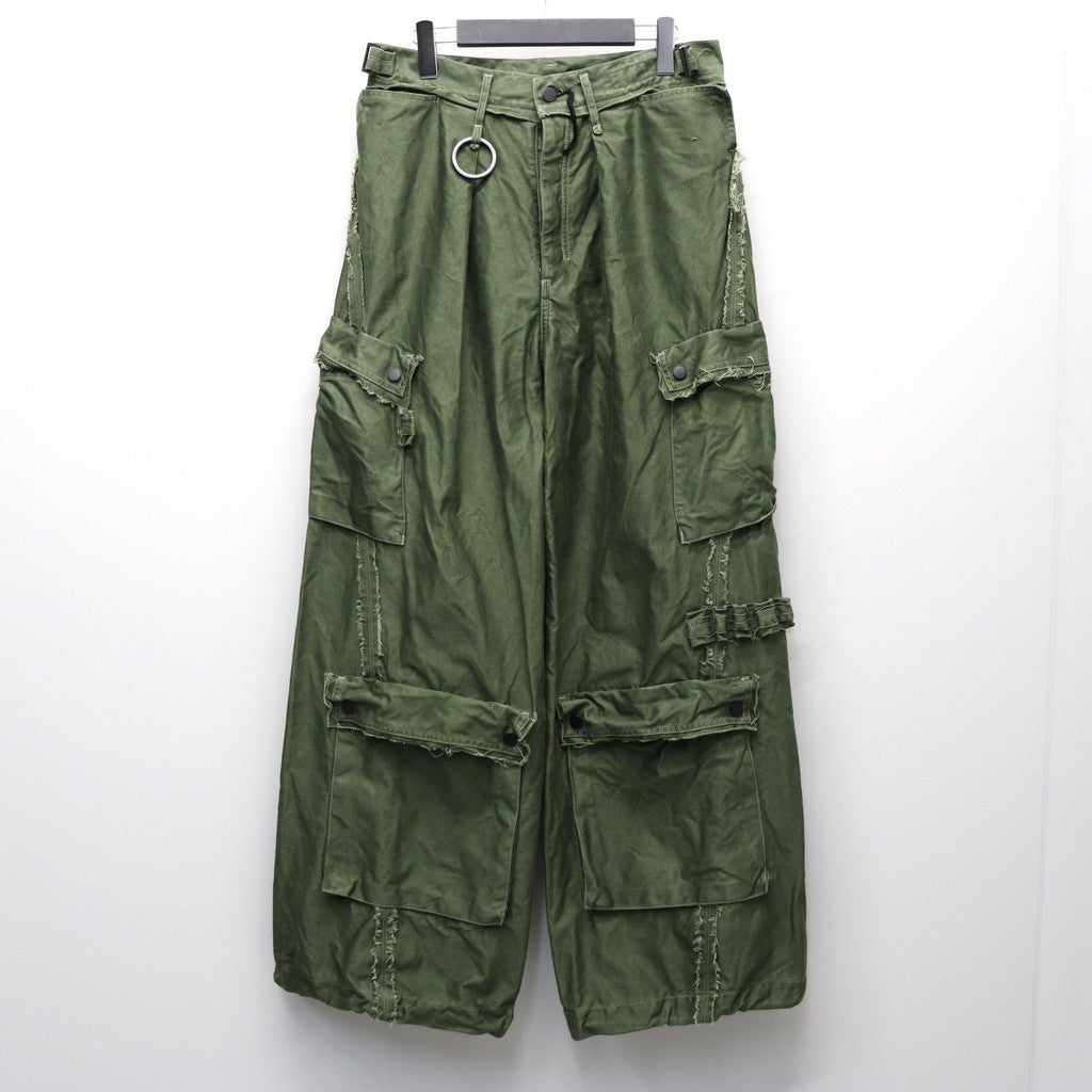 Slash Seam Twist Cargo Pants (PIGMENT DYED MOLESKIN) #OLIVE [M-P2-PT13]