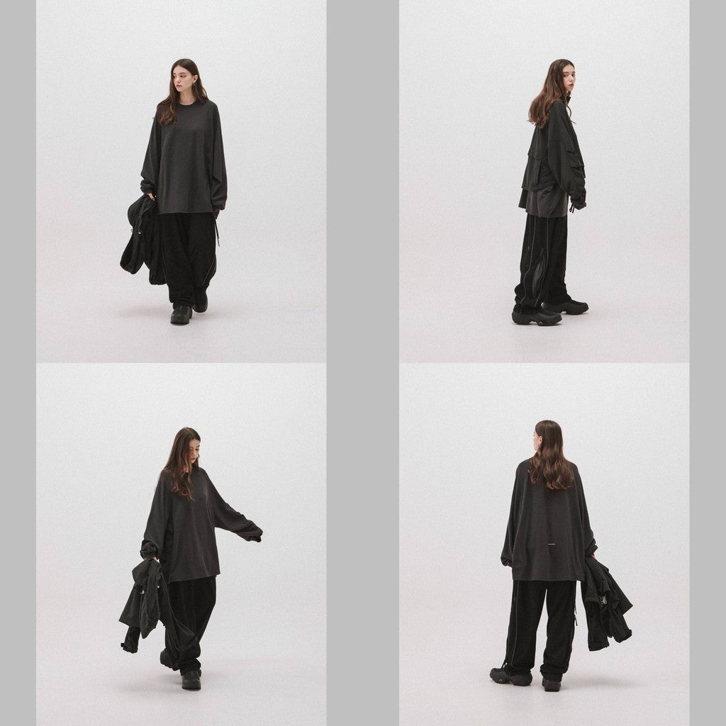 "X_Model-03" 普通長袖T卹 #靛藍 [GOOPI-24AW-NOV-01]