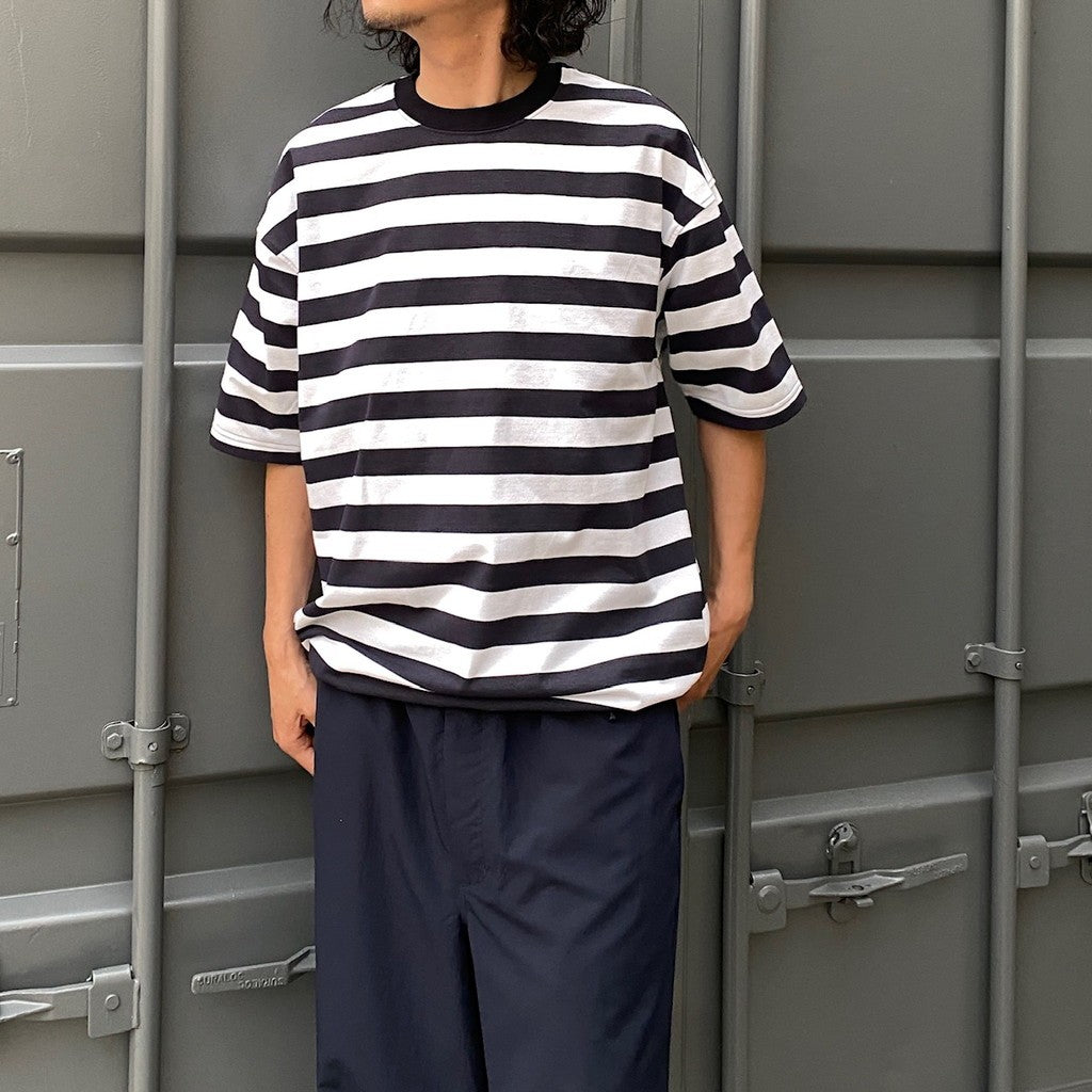 TECH DRAWSTRING BORDER S/S TEE #WHITE/NAVY [BE-36024]