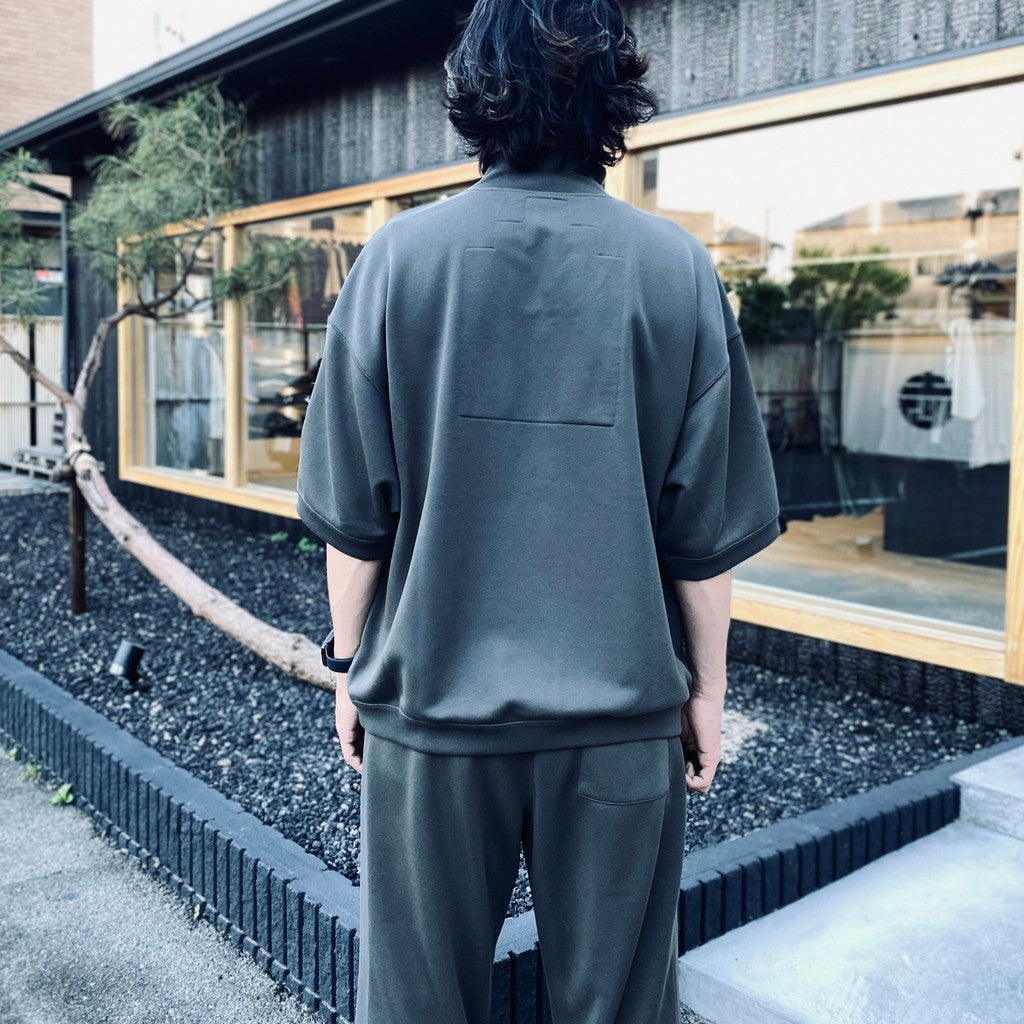 PE JERSEY SHORT SLEEVE HALF ZIP #CHARCOAL [CES29CS21]