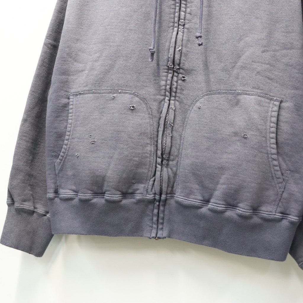 WEATHERED ZIP HOODIE #EGGPLANT [BWU-WZH]