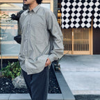 TECH REGULAR COLLAR SHIRT L/S STRIPE #LT.BROWN [BE-83026W]