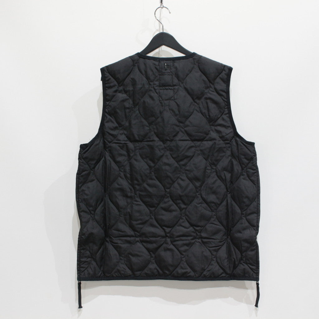 MILITARY W-ZIP V NECK DOWN VEST #BLACK [TAION-001ZML-1]