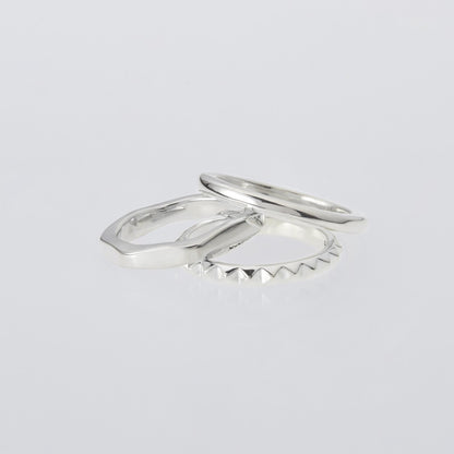 Triple with Spike Ring #SILVER [XOR096]