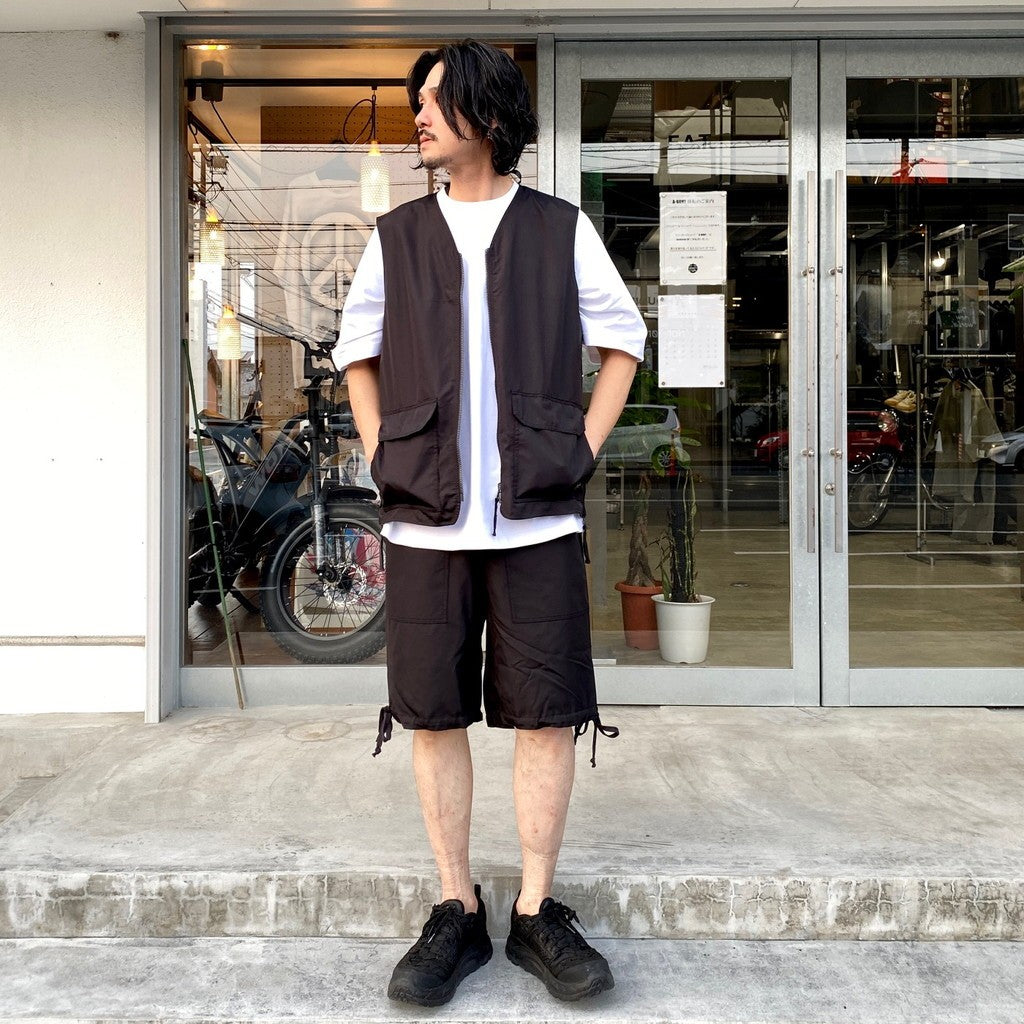 NON DOWN MILITARY REVERSIBLE V NECK VEST #BLACK [TAION-R001ZNDML-1