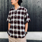 OMBRE CHECK OPEN COLLAR SHIRT S/S ( TYPE-2 ) #BROWN [26SS-WMS-OC10]