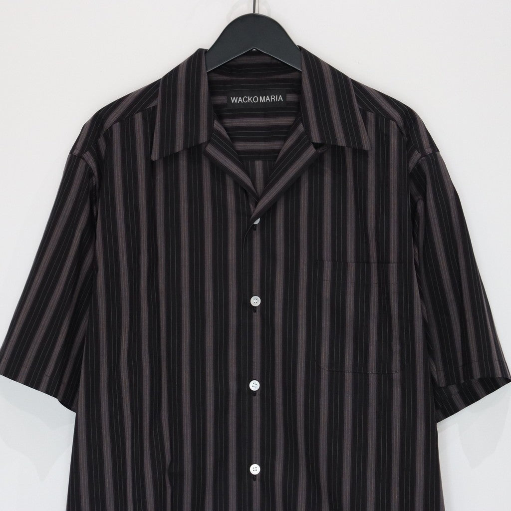 STRIPED OPEN COLLAR SHIRT S/S ( TYPE-2 ) #BLACK [25SS-WMS-OC04]