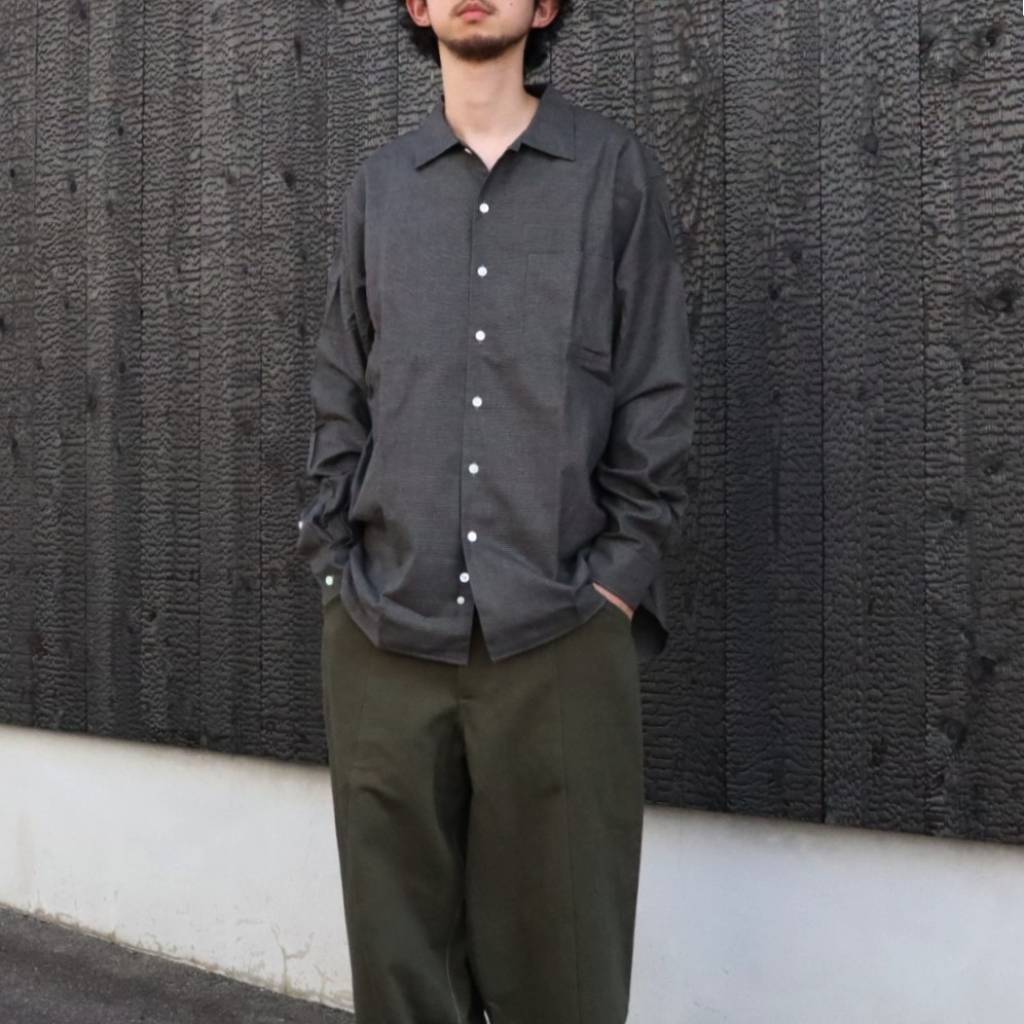Micro Plaid Open Collar Shirt #Grey [SD26F-SH02]