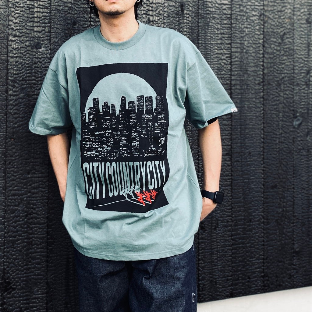 COTTON T-SHIRT_CITY LIGHTS #GREEN [CCC-261T003]