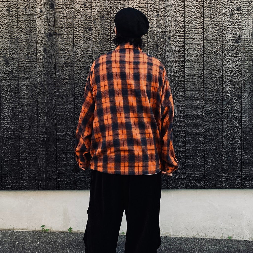 PLAID FLANNEL L/S SHIRT #Navy x Orange [FW26-S02]