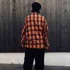 PLAID FLANNEL L/S SHIRT #Navy x Orange [FW26-S02]