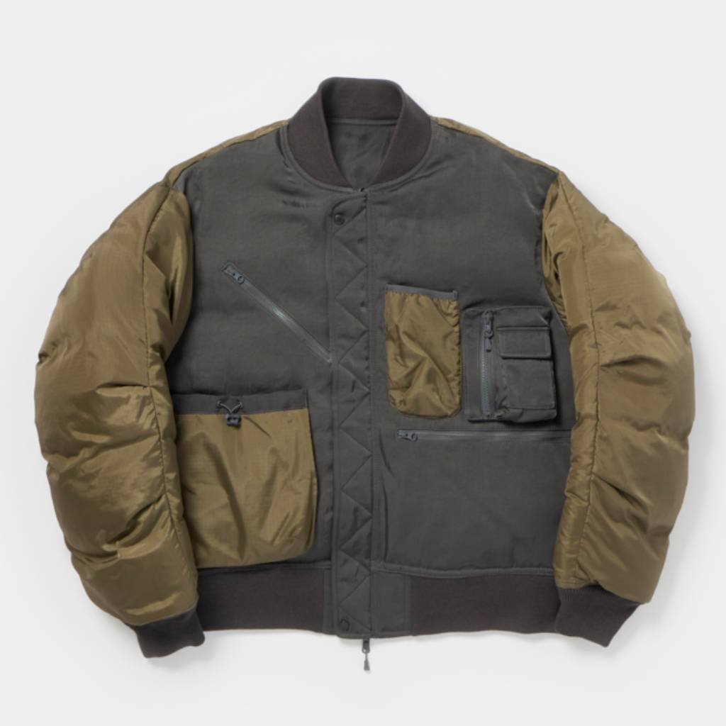 TECH REVERSIBLE MA-1 DOWN JACKET #CHARCOAL x OLIVE [BW-40026W]