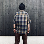OMBRE CHECK OPEN COLLAR SHIRT S/S ( TYPE-1 ) #BLUE [26SS-WMS-OC09]