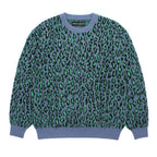 LEOPARD MOHAIR JACQUARD CREW NECK SWEATER #BLUE [26FW-WMK-KN16]