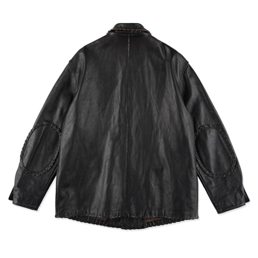 編織皮革連身工作服 #黑色 [BW252-BLC]